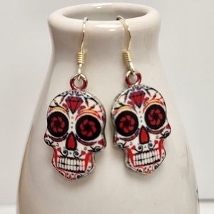 Sugar Skull Earrings on Sterling Silver French Earwires